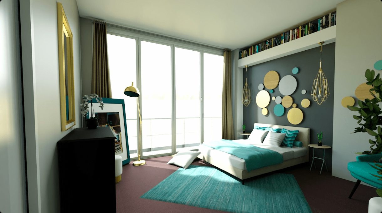 realistic image of a homebyme modelled 3D glam bedroom