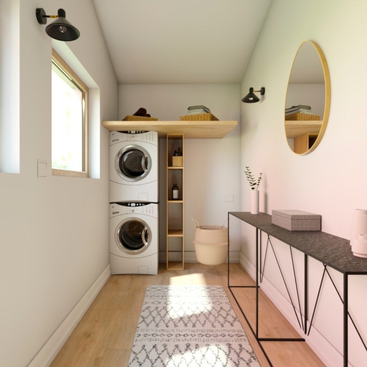 Small laundry room with storage space